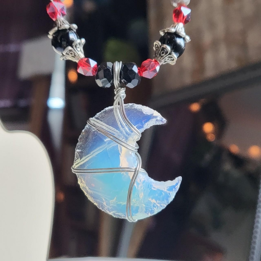 Crystal Moon Necklace and Earrings